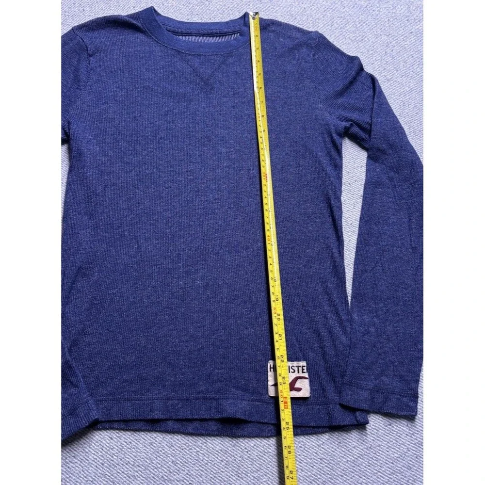 Y2K Hollister Long Sleeve Thermal Shirt Mens Small Blue Ribbed Waffle Knit